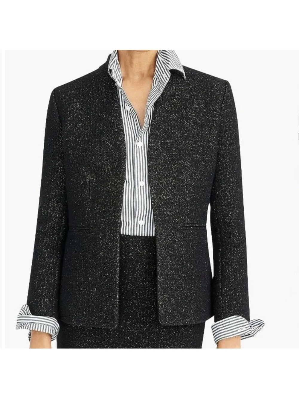 NWT J. Crew Black and Gold Sparkle Open-Front Blazer size 12